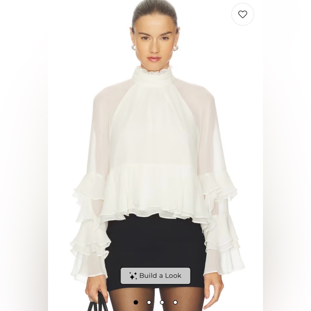 Cinq à Sept Skylah ruffle long sleeve blouse color ivory